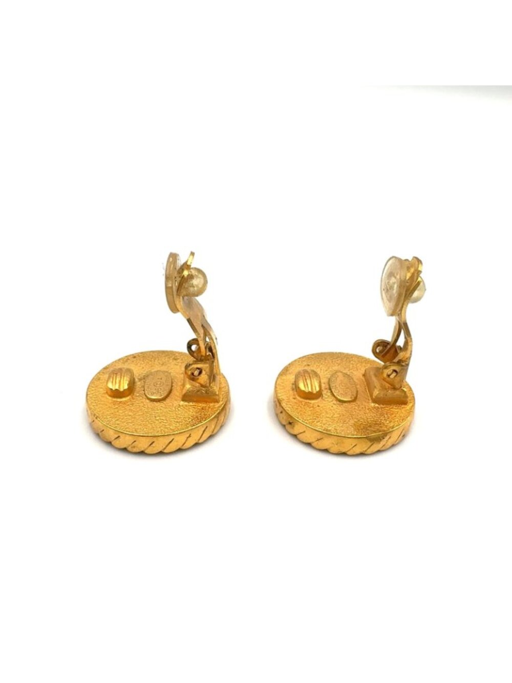 Chanel CC Logo Round Gold Plated Black Earrings - Picture 6 of 12